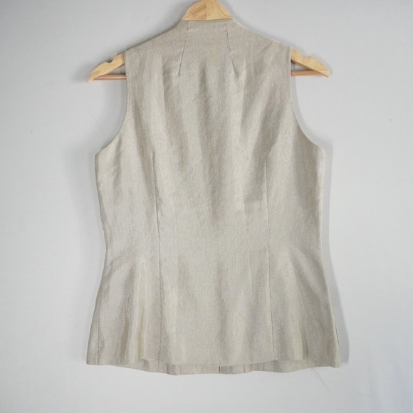Michel‎ René Sleeveless Button Down Vest Women's Light Beige 38 Tailored Luxury - Picture 5 of 7